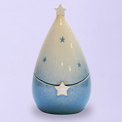 Urntje met sterretjes , inhoud 2,5 dl, in blauw
