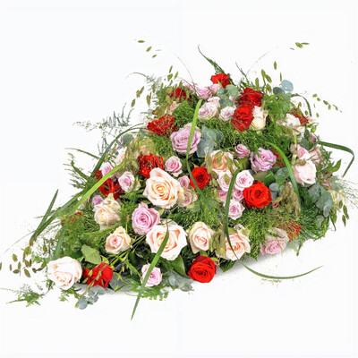 rouwstuk in de vorm van een druppel uit het bloementhema Ongetemde Schoonheid