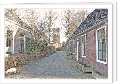 Uit onze collectie©. Rouwkaart Zicht op St. Laurentiuskerk in Baflo