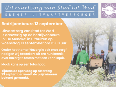 Uitvaartzorg van Stad tot Wad is aanwezig op de bedrijvenbeurs